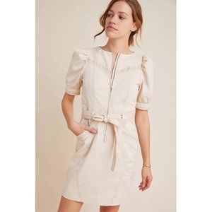 Anthropologie | Lorette Seamed Mini Dress in Cream